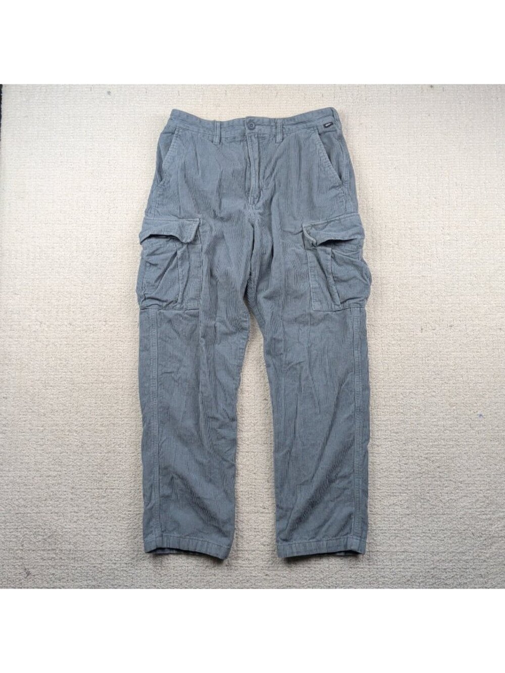 Y2K Vans Corduroy Cargo Pants Mens 30 Loose Tapered Fit Blue Skater Utility Tech